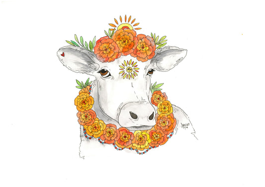 Cow With Flowers 1